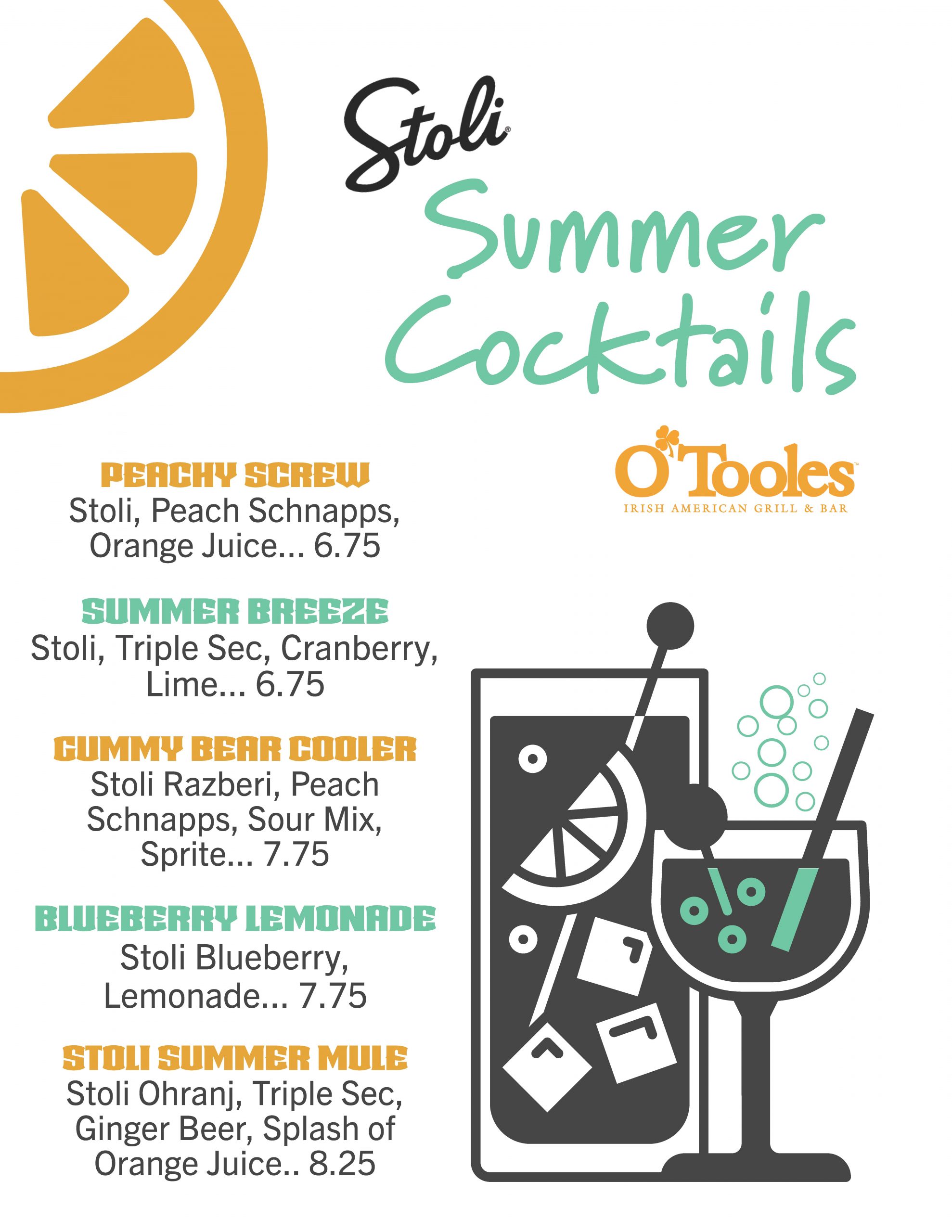O'Tooles Stoli Summer Cocktails